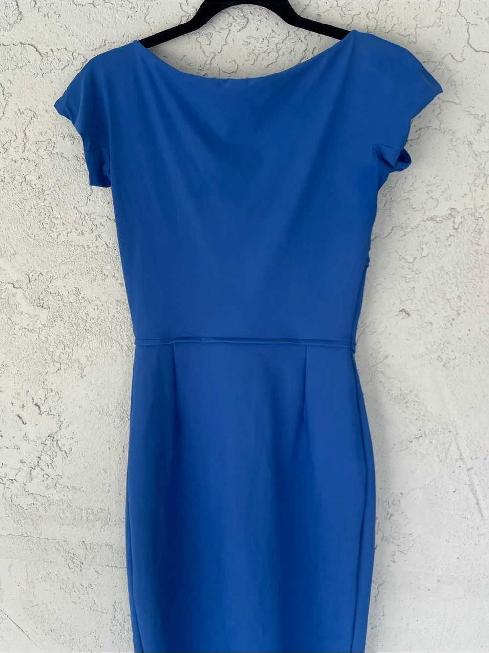 Chiara Boni Bodycon Cobalt Blue Cap Sleeve Mini Cocktail Dress Size 42 US 6